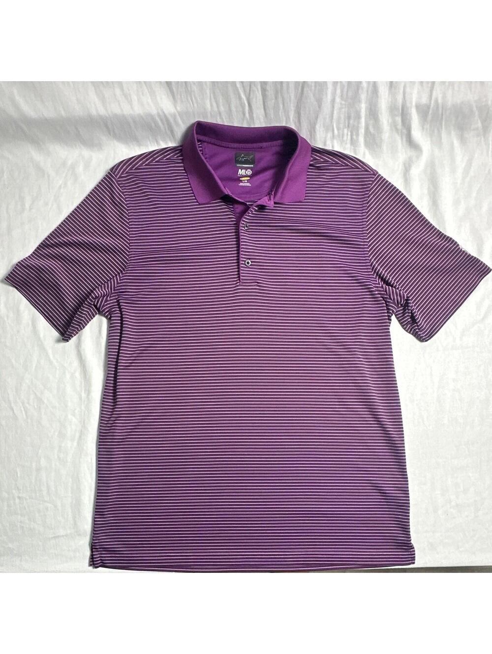 0023 Greg Norman ML75 MicroLux PlayDry Men's Purple Golf SS Polo Shirt Size L